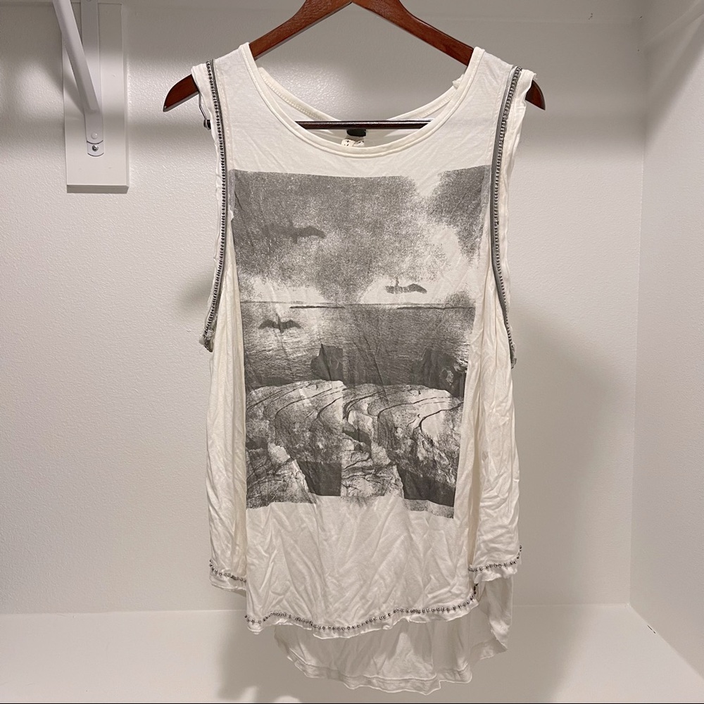 Free People bohemian tank top w/ accent beading